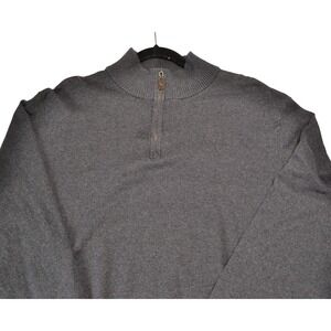 Eddie Bauer Mens 2XL Gray Cotton Merino Wool 1/4 Zip Pullover‎ Sweater